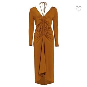 VERONICA BEARD Gilbert Ruched Asymmetrical Midi Dress
